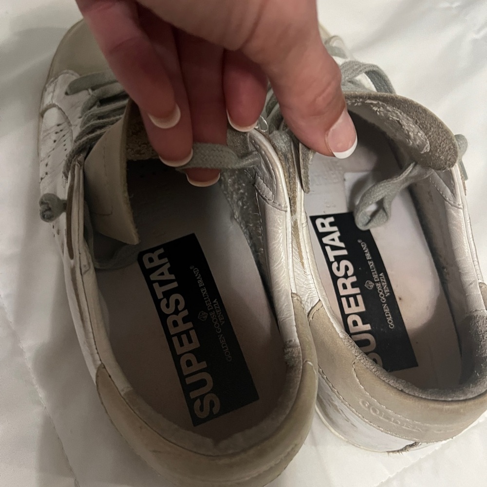 Leather Low-Top Sneakers in White and Gray - Women's - Picture 7 of 11
